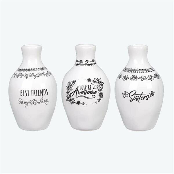 Youngs Ceramic Vase Set, Black & White - Small - 3 Piece 72476